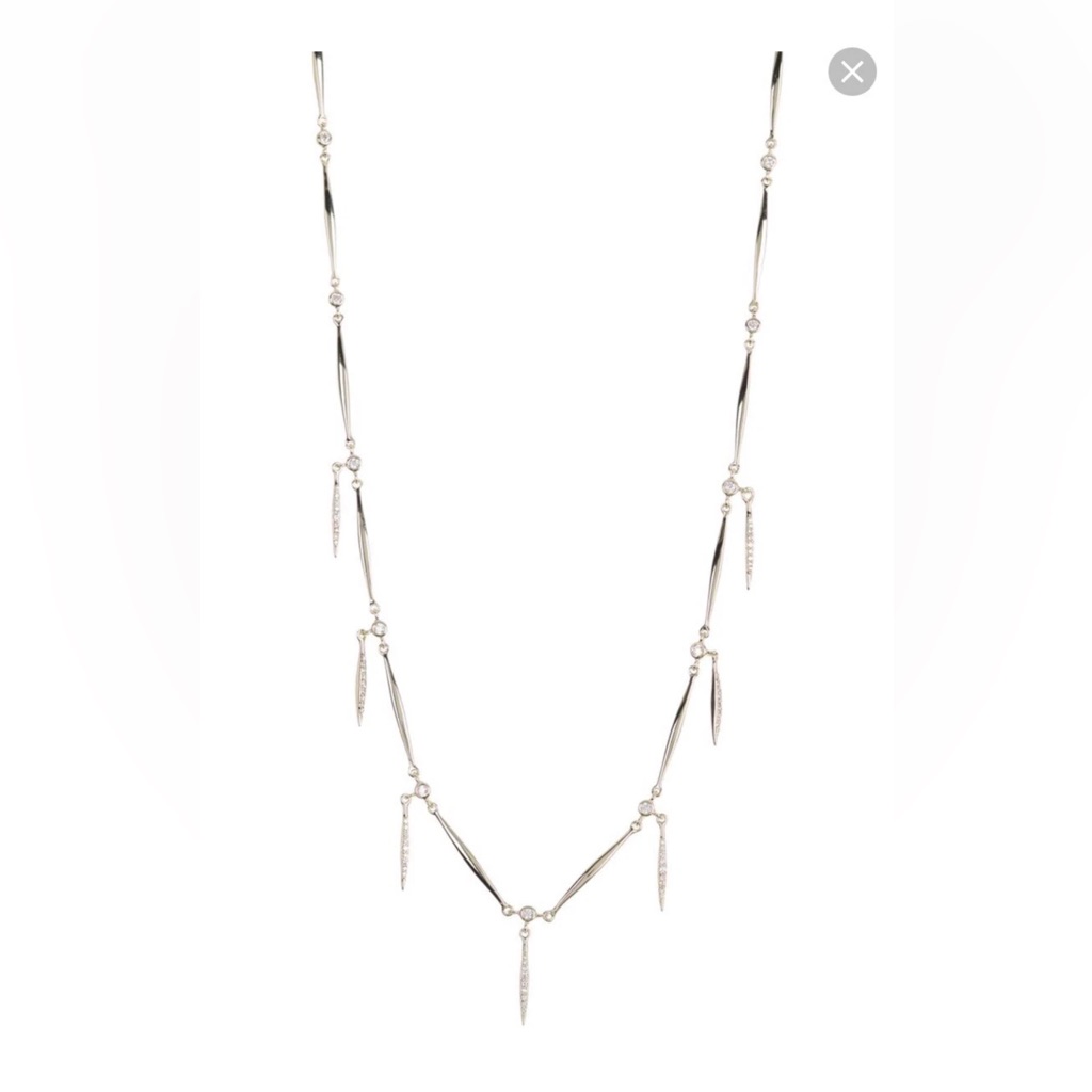 Carolee Gold Plated W/ Pave Stone Fringe 18” Necklace Nwt